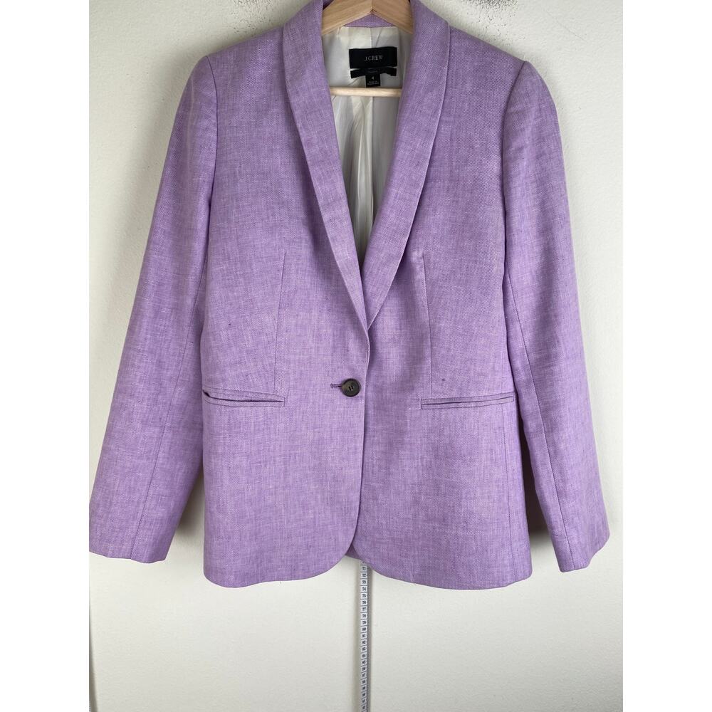 J.Crew Parke Linen Blazer Lilac Stretch Career Jacket Size 4 - Picture 9 of 14